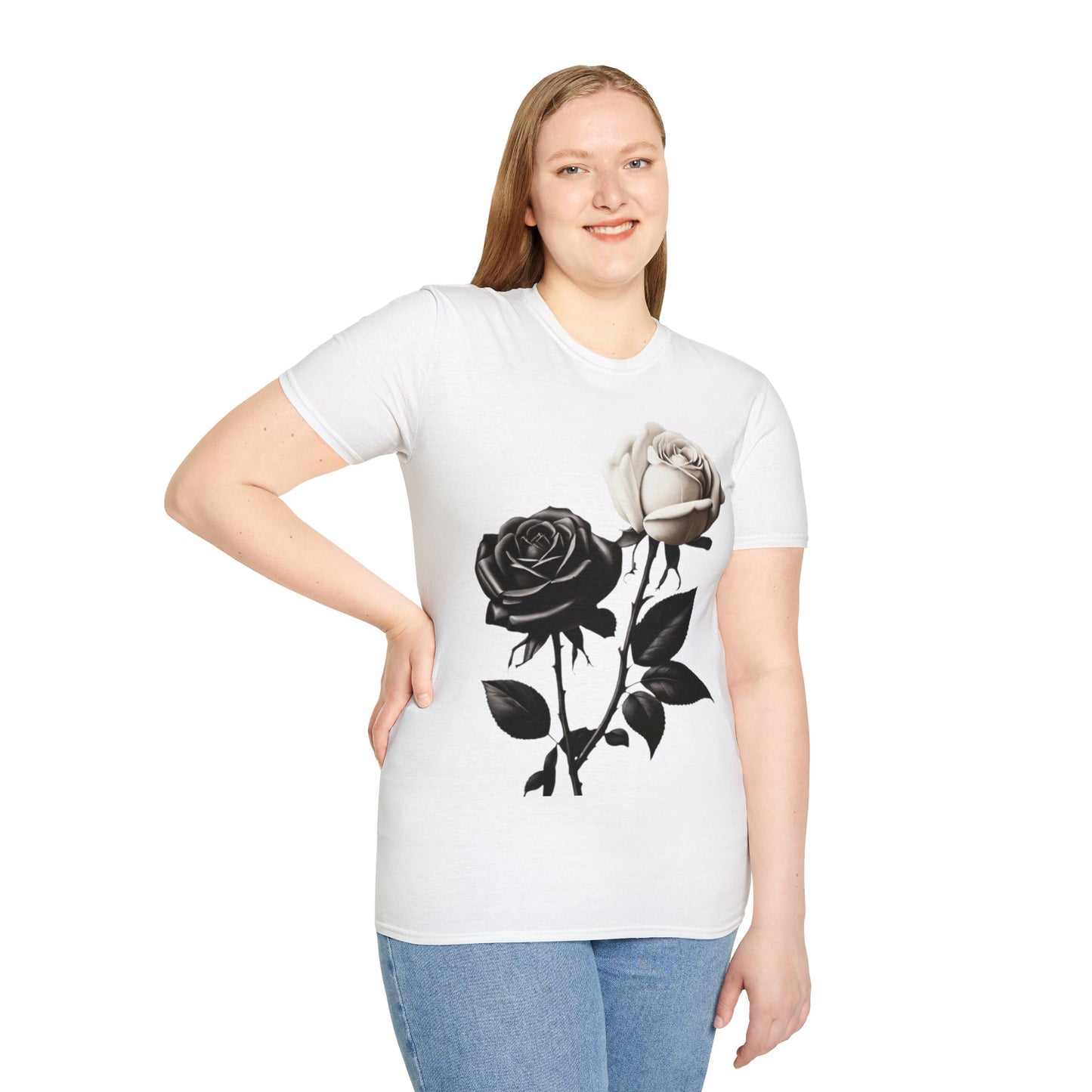 Black and White Rose - Unisex T-Shirt