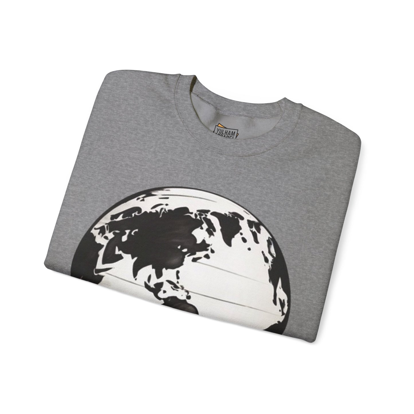 Black and White Earth Sphere - Unisex Crewneck Sweatshirt