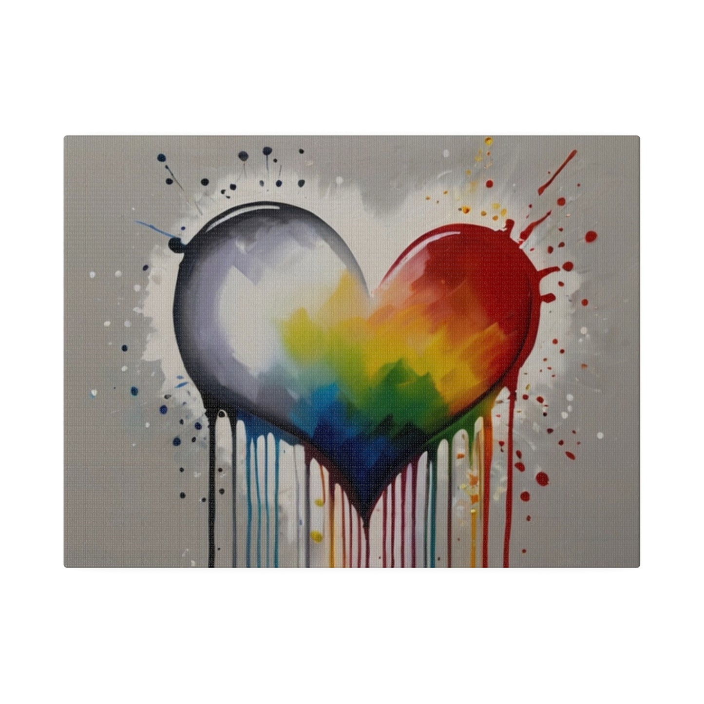 Dripping Colourful Love Heart - Matte Canvas, Stretched, 0.75"