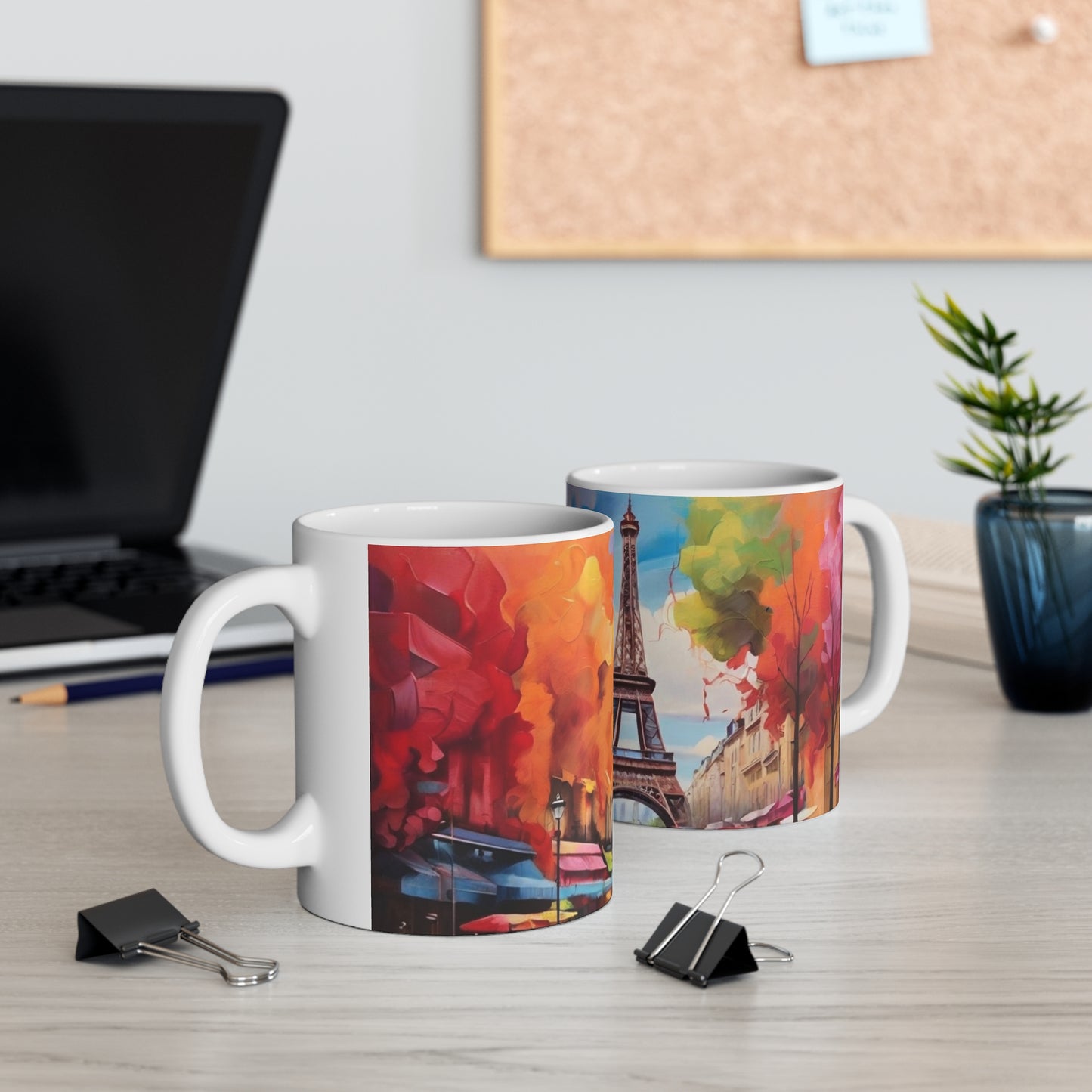 Colourful Eiffel Tower Artwork Mug - Ceramic Coffee Mug 11oz