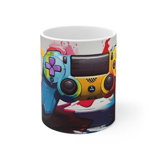 Colourful Splatter PlayStation Artwork Mug - Ceramic Coffee Mug 11oz