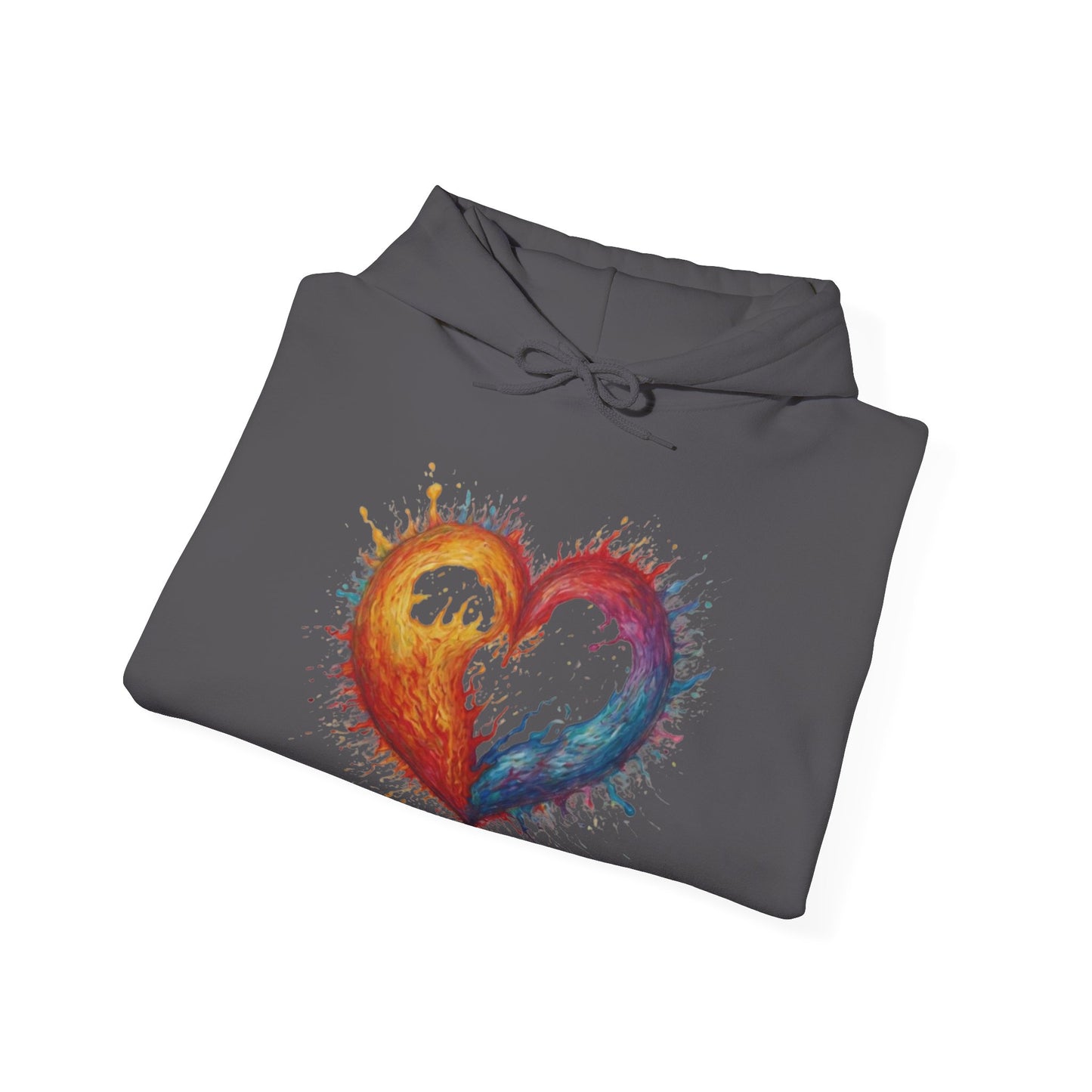 Colourful Burning Love Heart - Unisex Hooded Sweatshirt