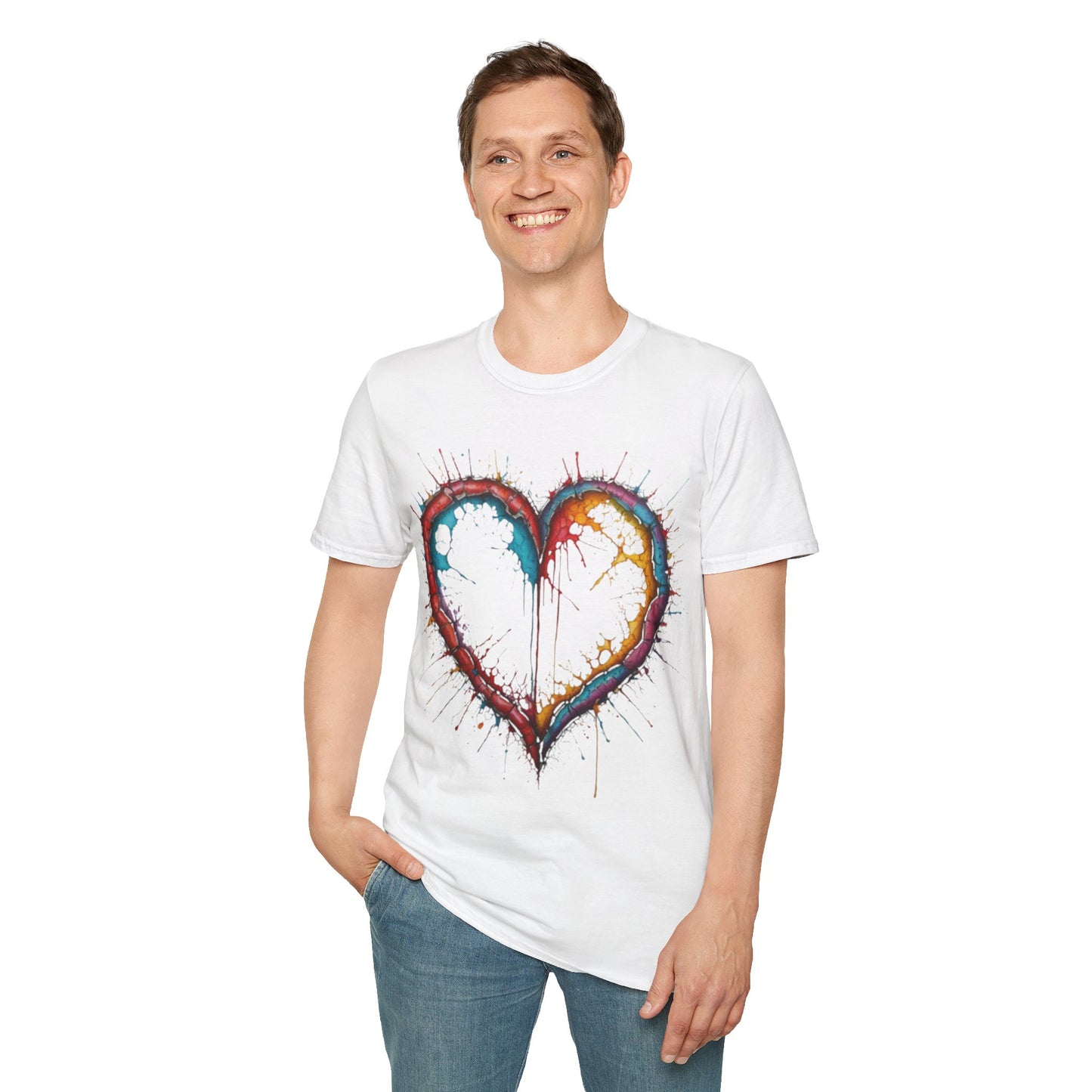 Hollow Colourful Messy Love Heart - Unisex T-Shirt