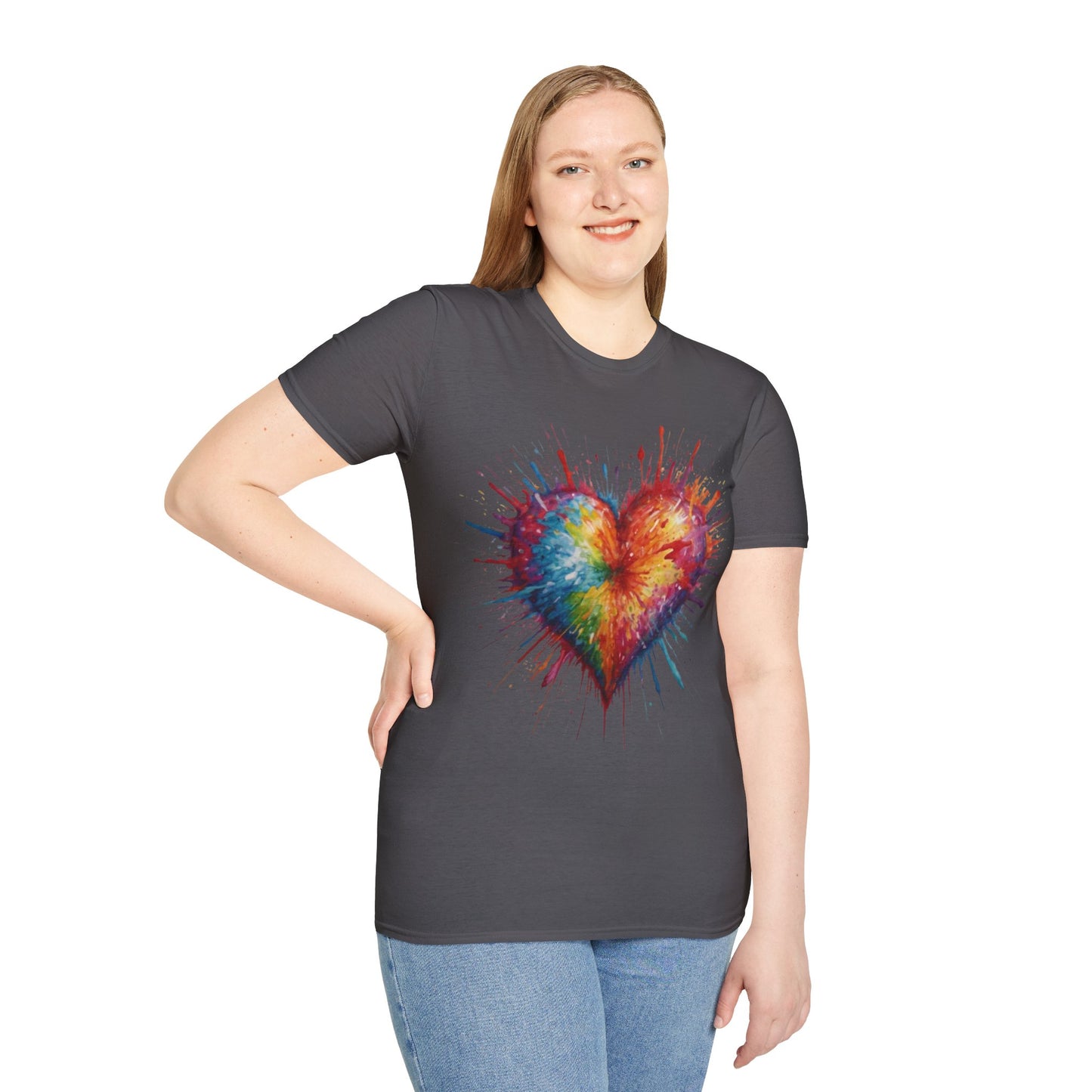 Colourful Messy Exploding Love Heart - Unisex T-Shirt