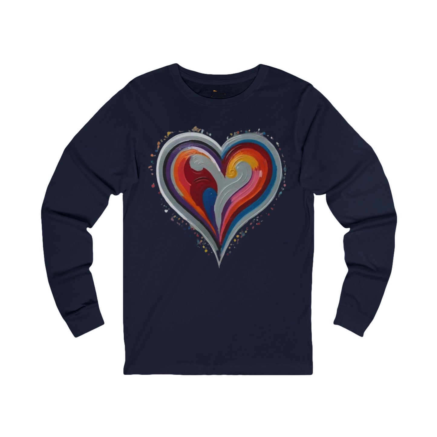 Colourful Grey Love Heart - Unisex Long Sleeve T-Shirt