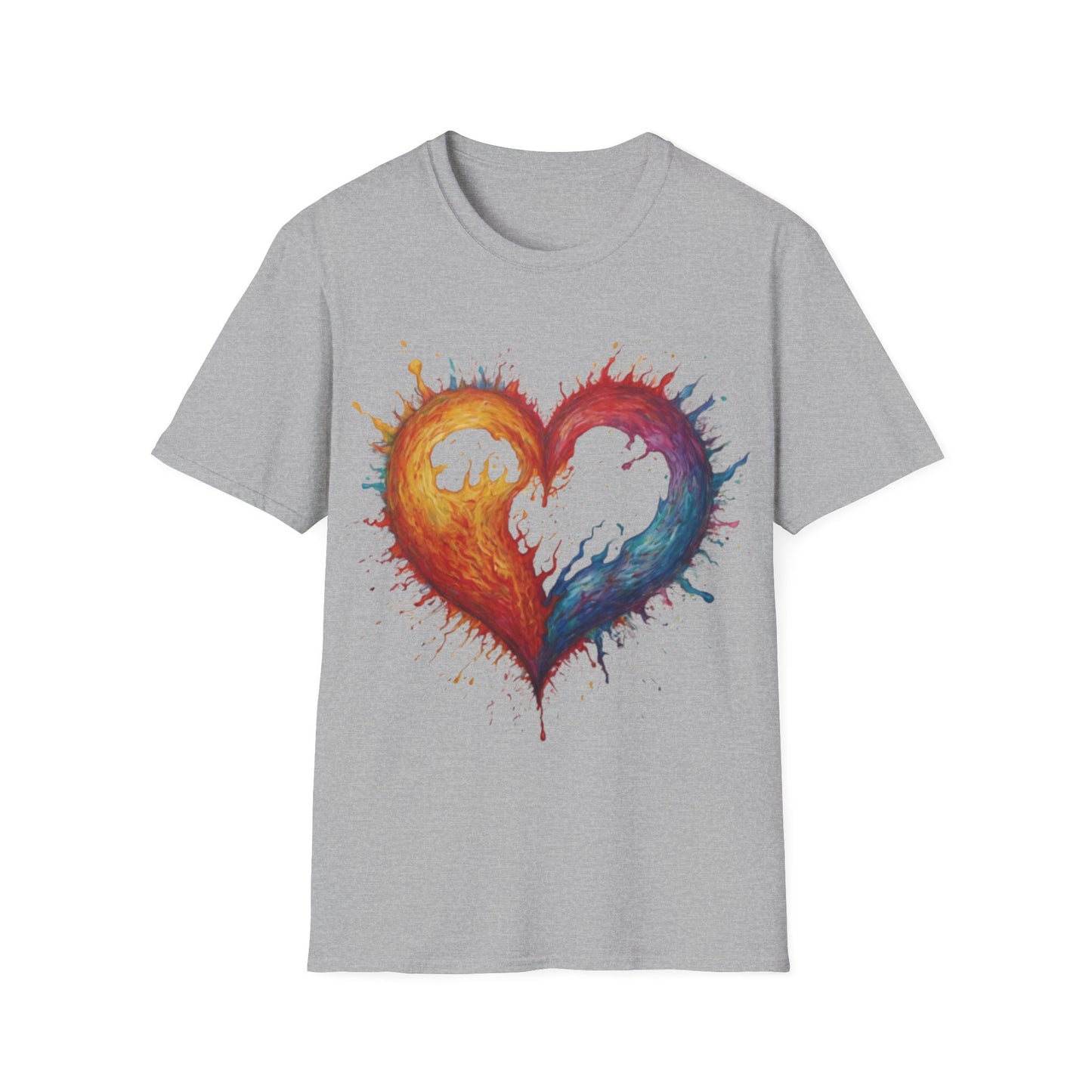 Colourful Burning Love Heart - Unisex T-Shirt