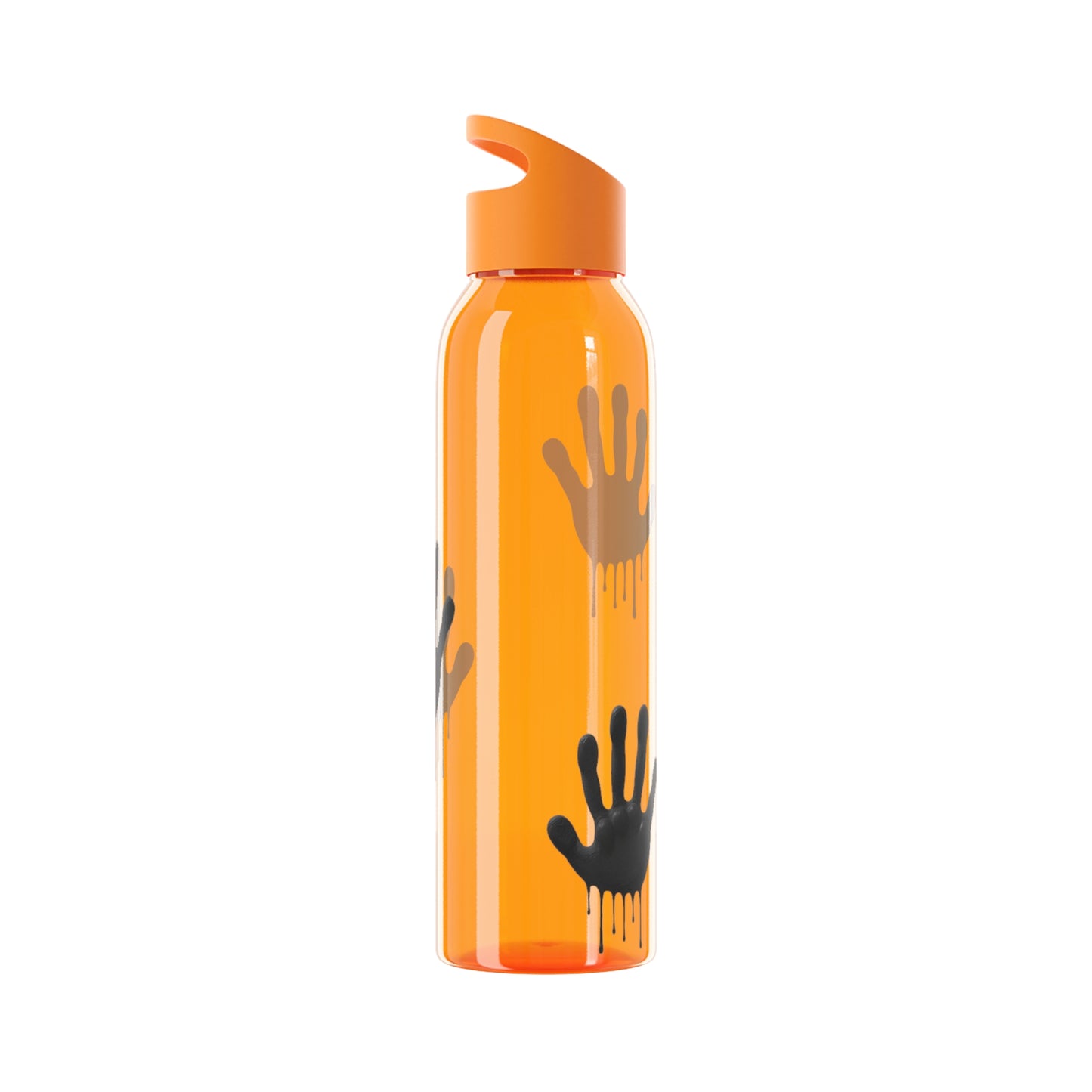 Black Hand Print Art - Sky Water Bottle