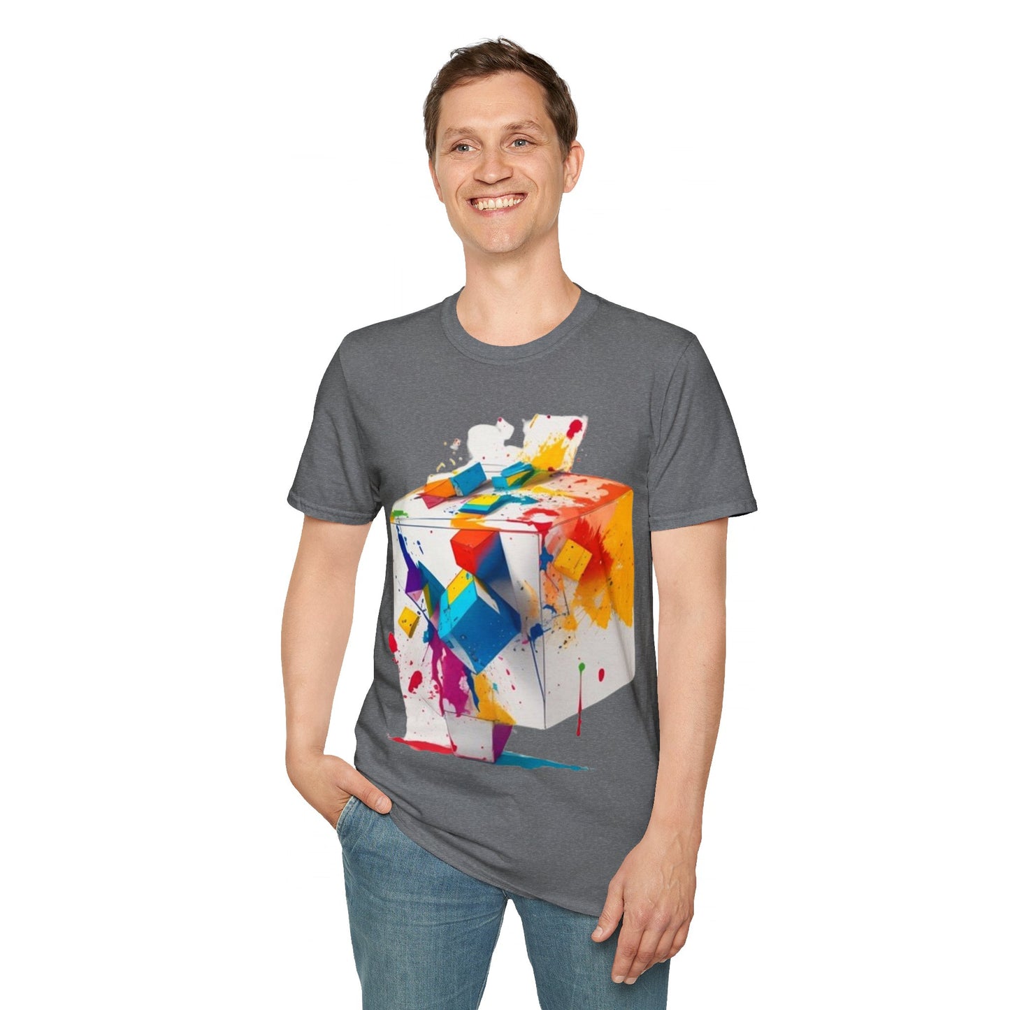 Messy Colourful 3D Cube - Unisex T-Shirt