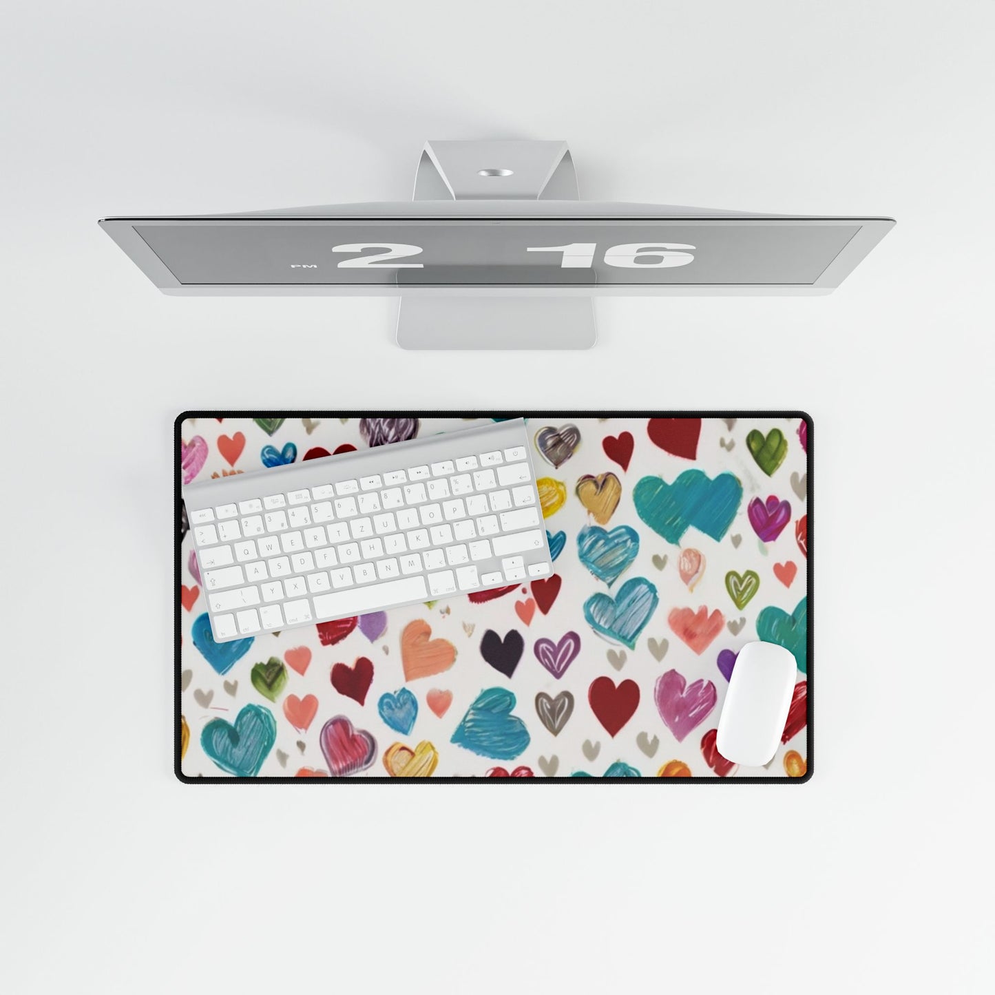 Sketched Colourful Small Love Hearts - Desk Mats