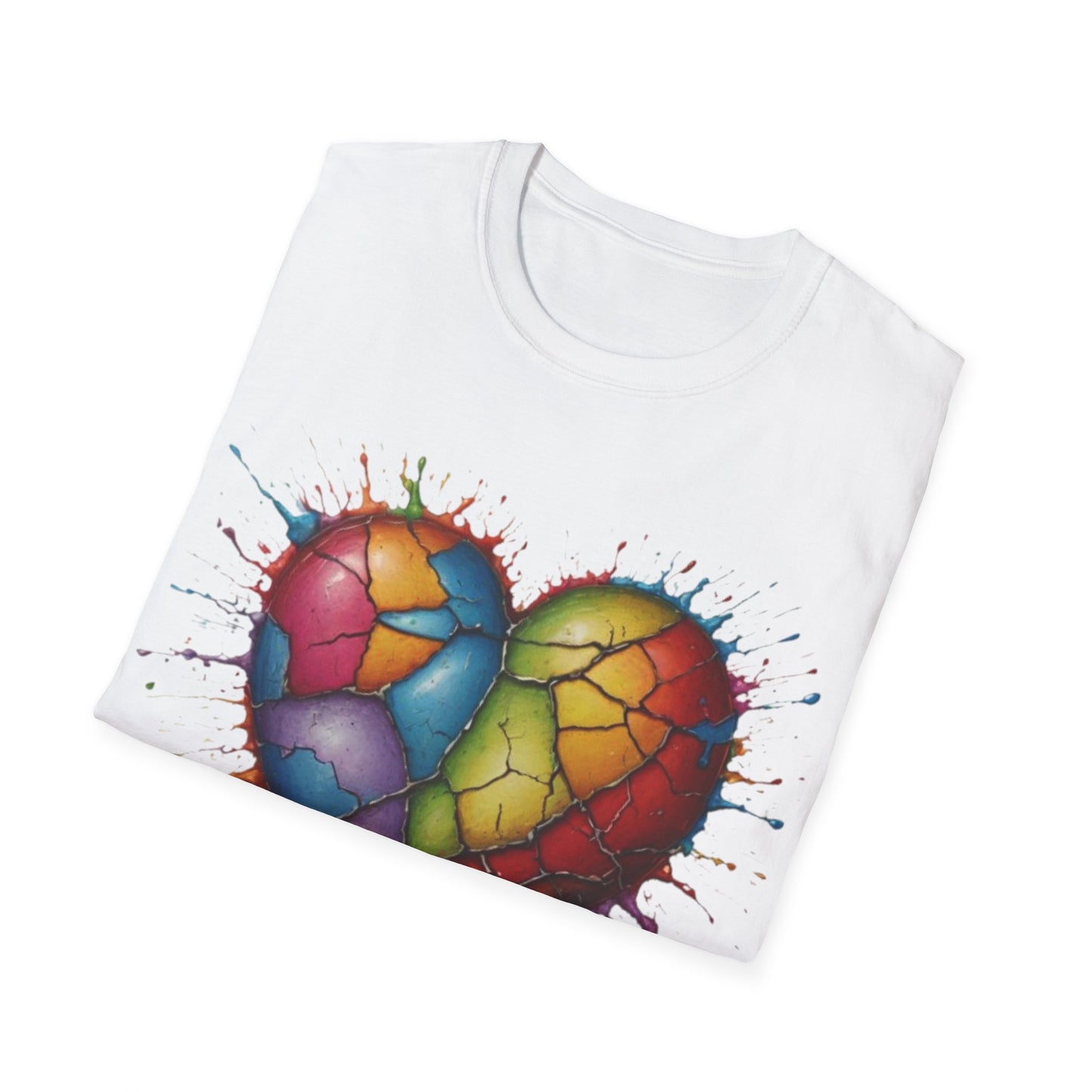 Colourful Messy Cracked Love Heart - Unisex T-Shirt