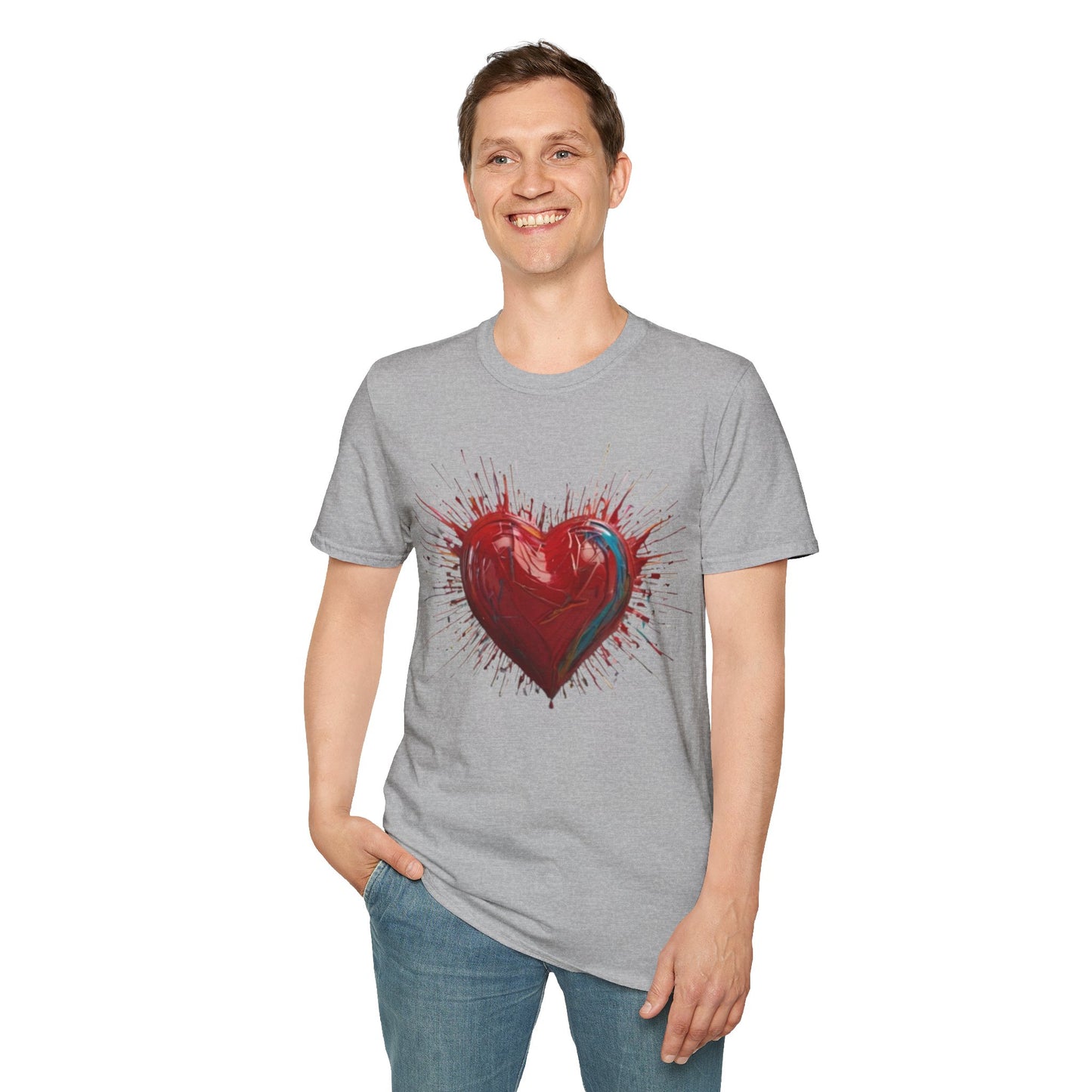 Messy Red Exploding Love Heart - Unisex T-Shirt