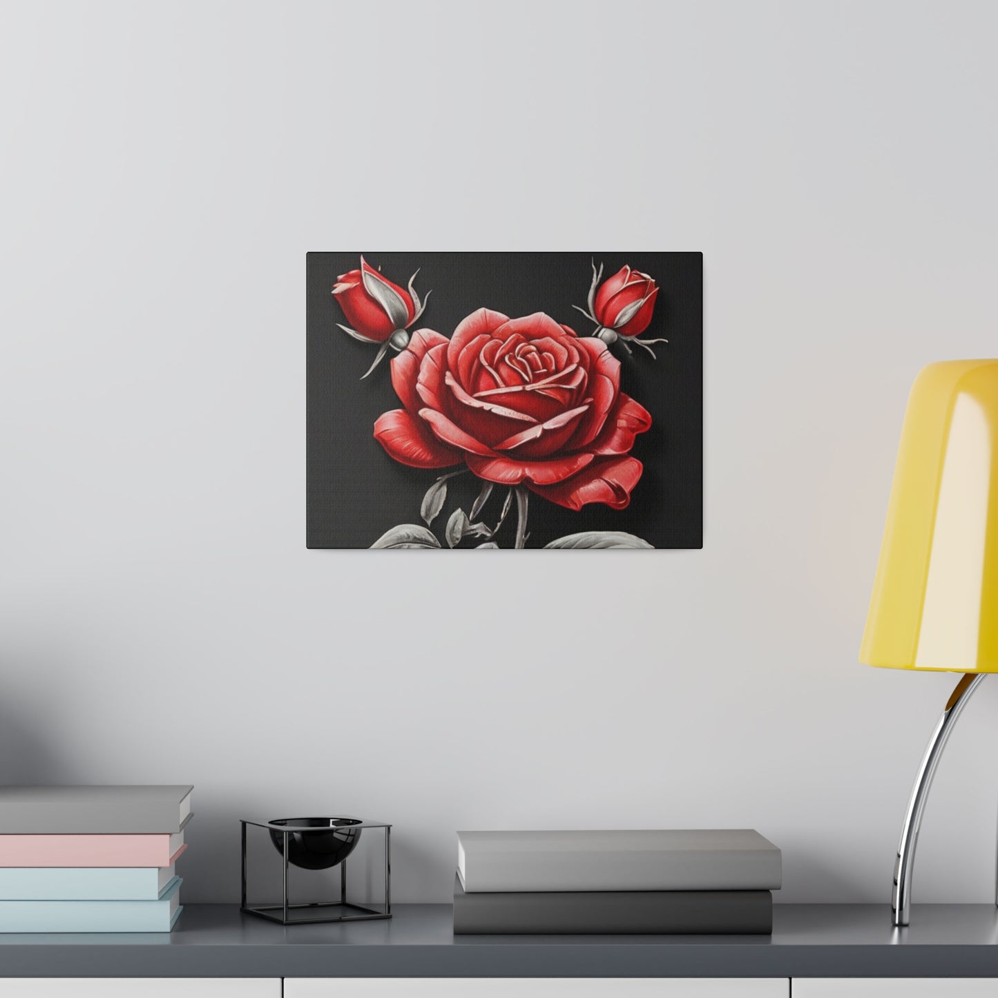 Red Rose Chalk Style Artwork - Matte Canvas, Stretched, 0.75"