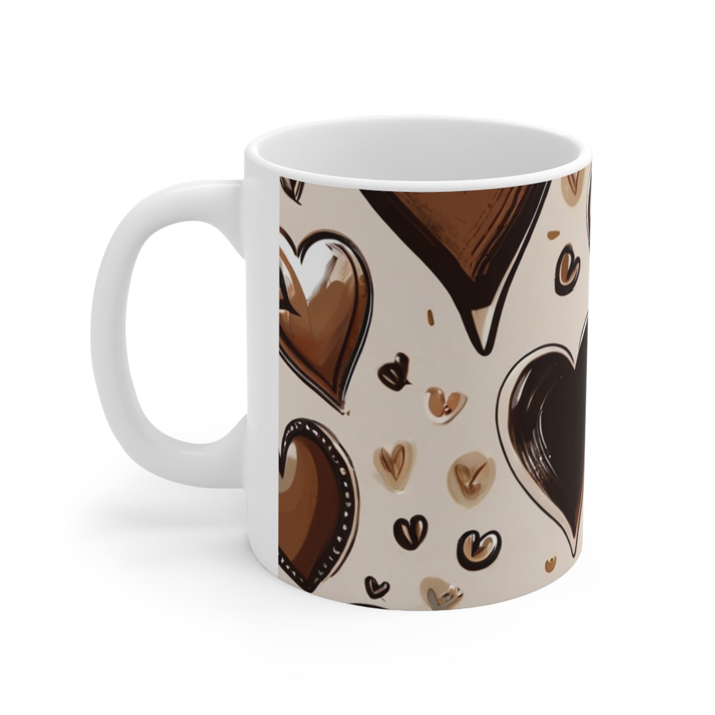 Coffee Style Love Hearts - Ceramic Coffee Mug 11oz
