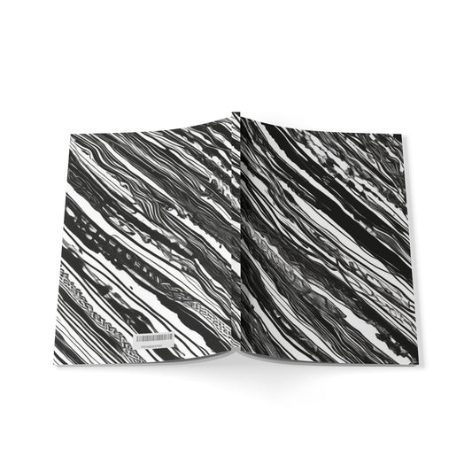 Messy Black and White Line Art - Softcover Notebook, A5