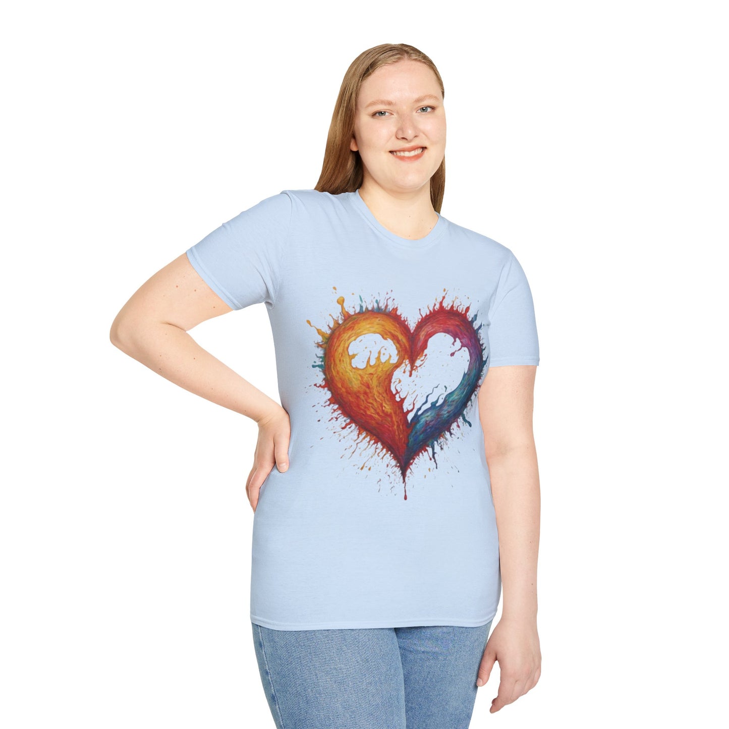 Colourful Burning Love Heart - Unisex T-Shirt