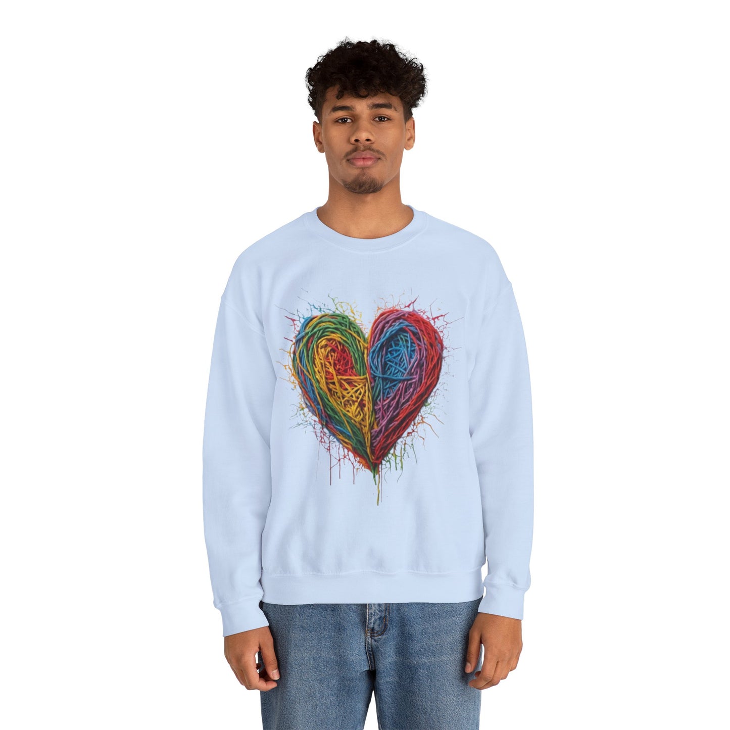 Multicoloured Scoubidou Love Heart - Unisex Crewneck Sweatshirt