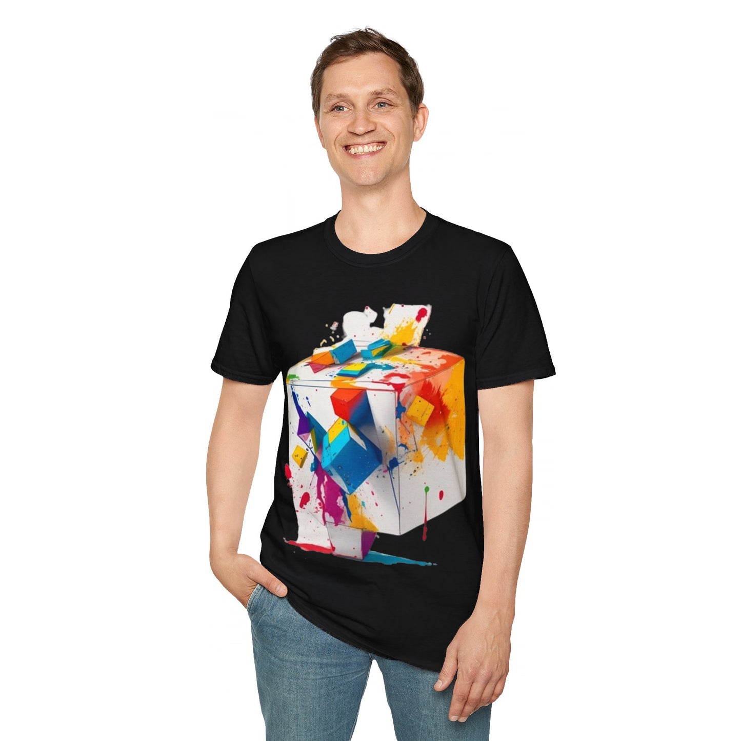 Messy Colourful 3D Cube - Unisex T-Shirt