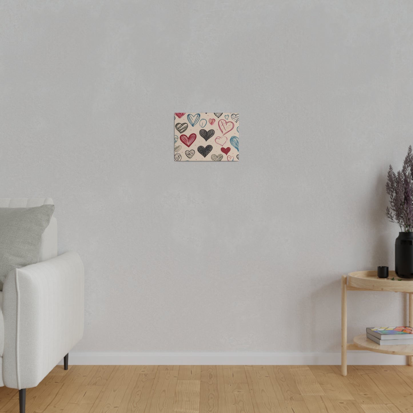 Messy Sketched Love Hearts - Matte Canvas, Stretched, 0.75"