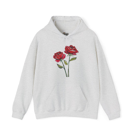 Sketched Red Rose Duo - Unisex Hooded Sweatshirt