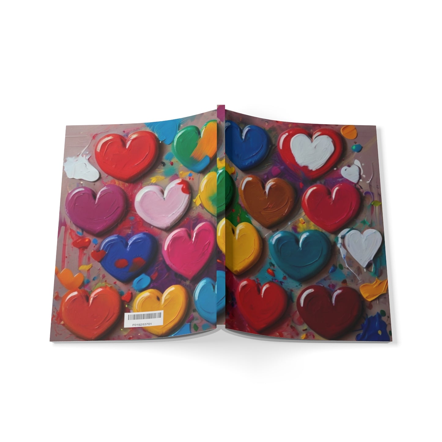 Painted Love Hearts - Softcover Notebook, A5