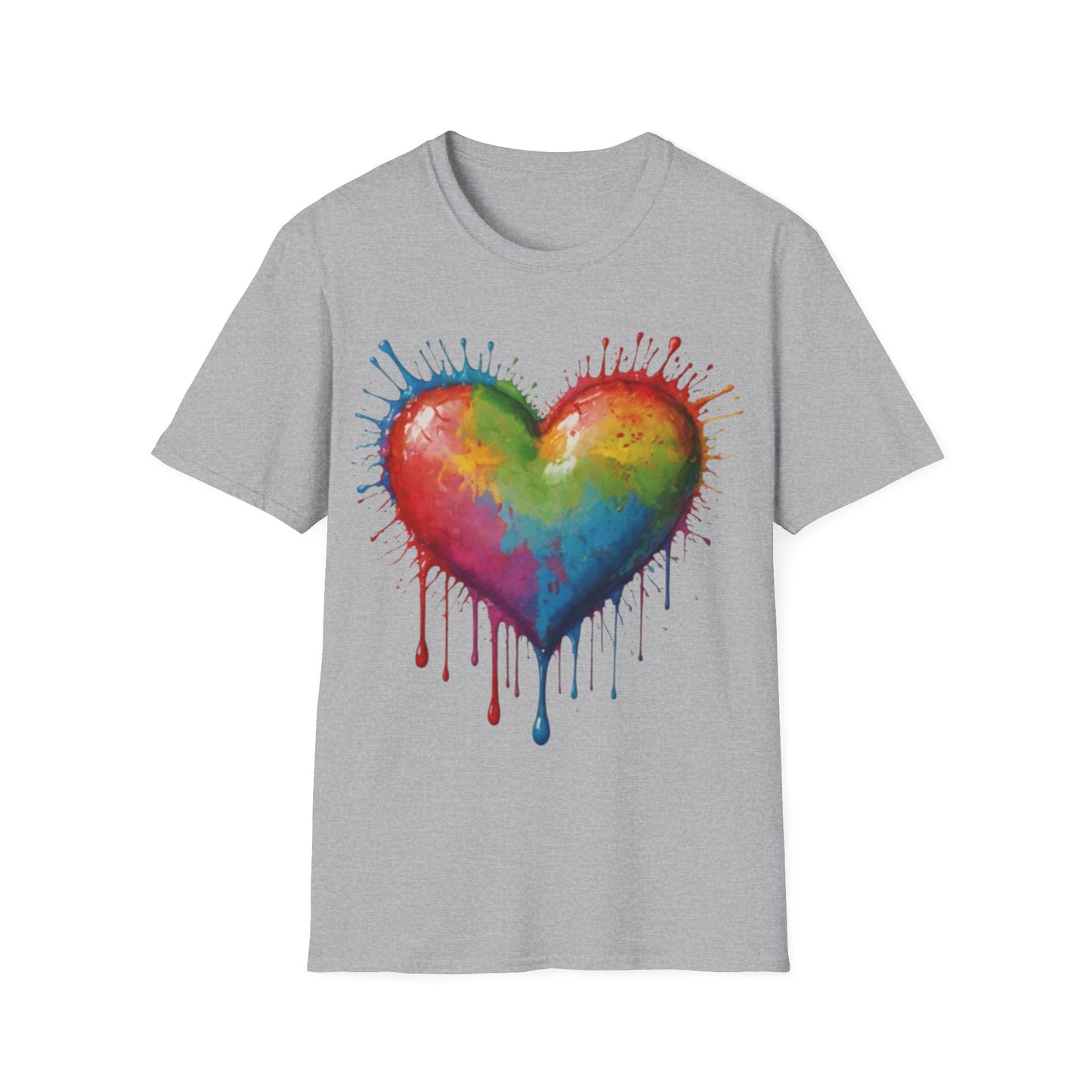 Colourful Messy Dripping Heart - Unisex T-Shirt