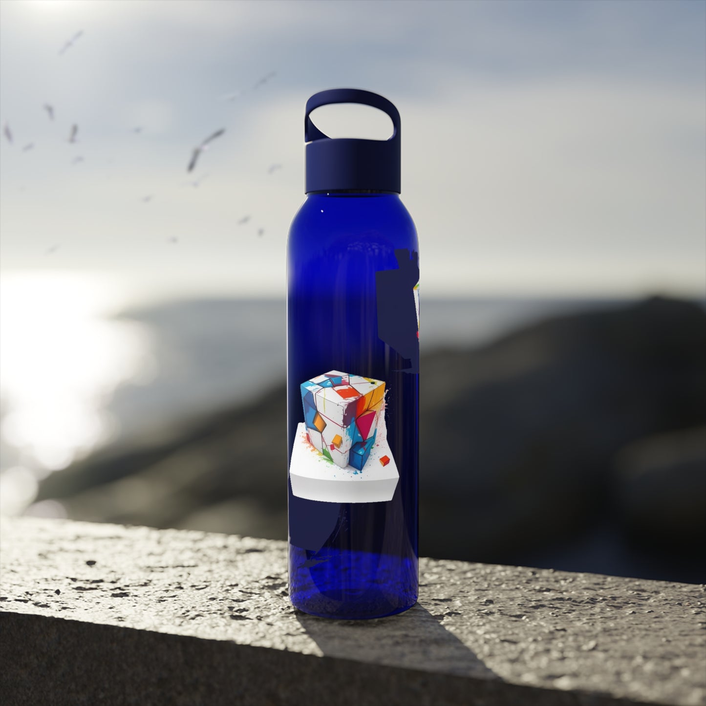 Colourful Cubes - Sky Water Bottle