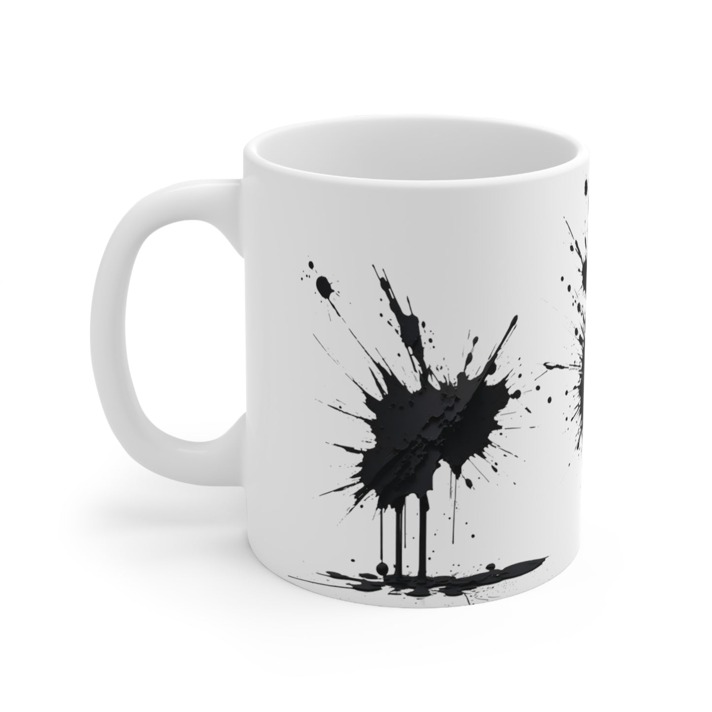 Black Paint Splatter Art Mug - Ceramic Coffee Mug 11oz