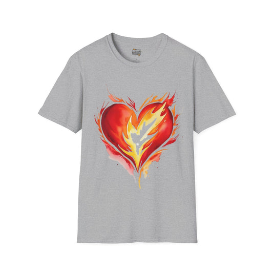 Watercolour Burning Love Heart - Unisex T-Shirt