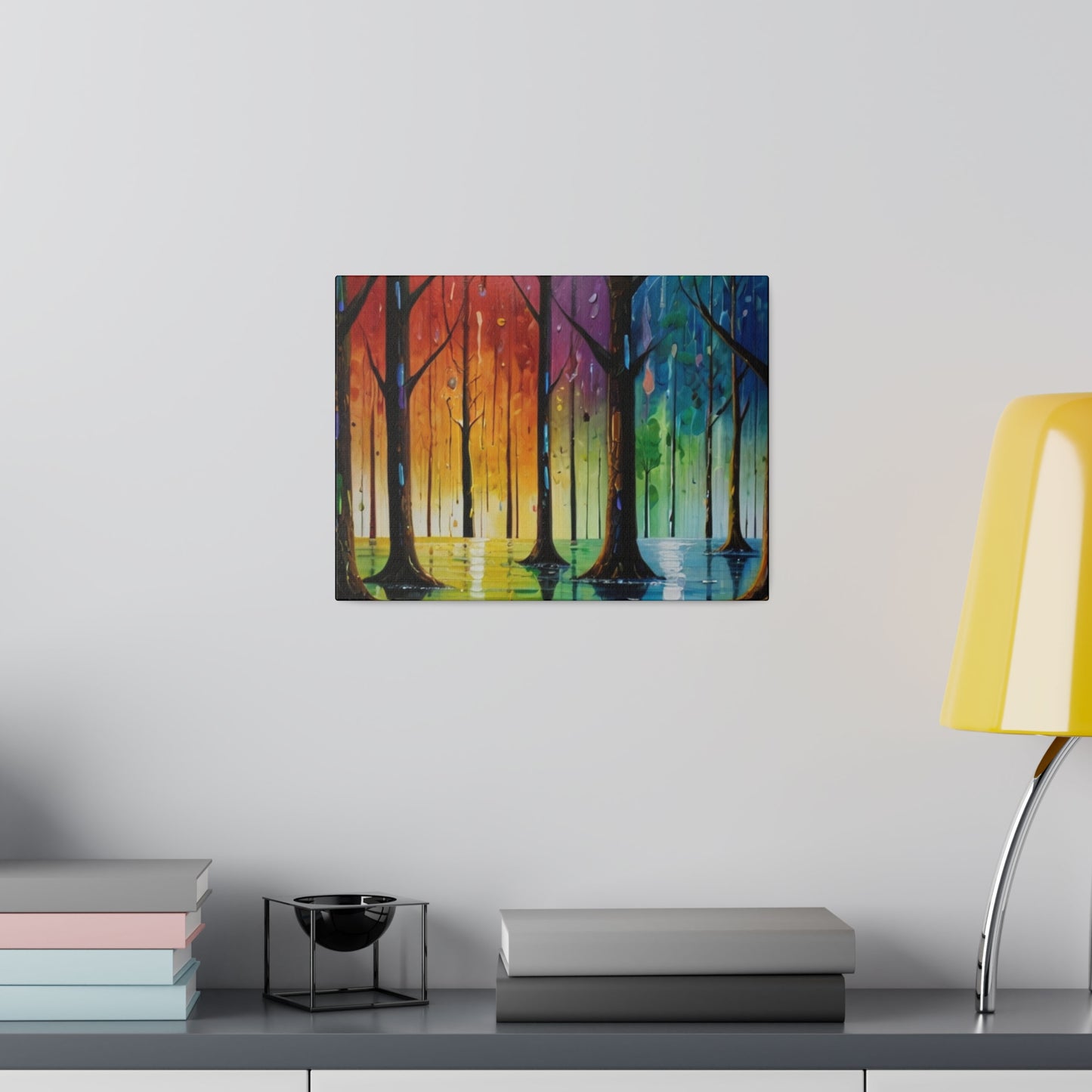 Colourful Downpour In Forest Canvas - Matte Canvas, Stretched, 0.75"