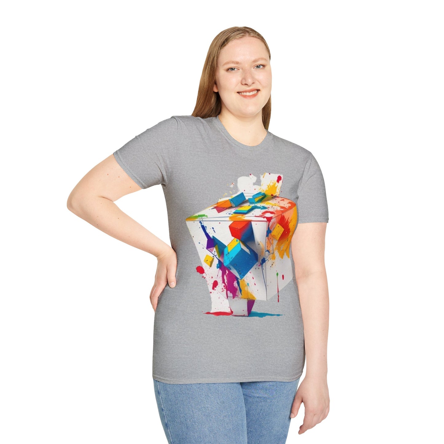 Messy Colourful 3D Cube - Unisex T-Shirt