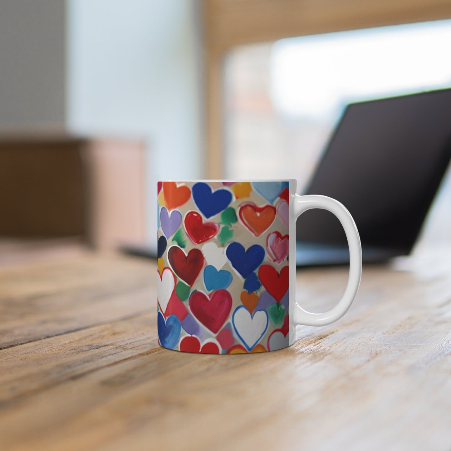 Messy Colourful Mini Love Hearts Mug - Ceramic Coffee Mug 11oz