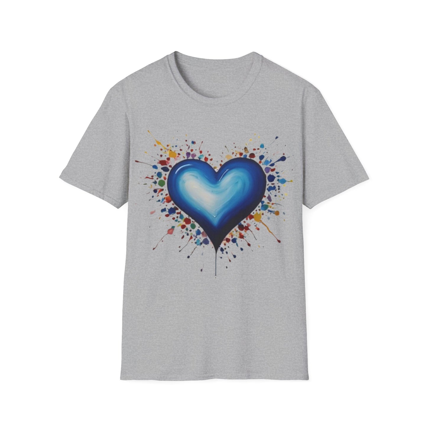 Messy Splatter Blue Love Heart - Unisex T-Shirt