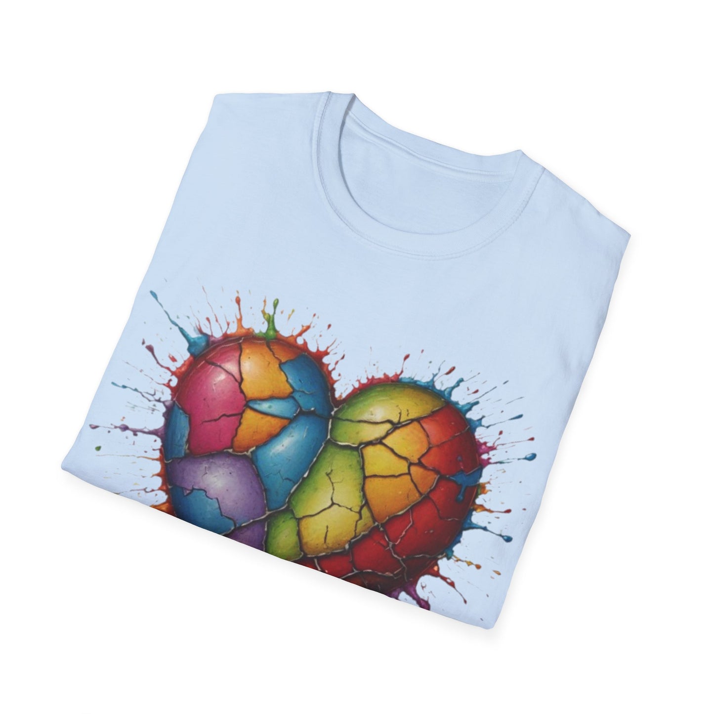 Colourful Messy Cracked Love Heart - Unisex T-Shirt