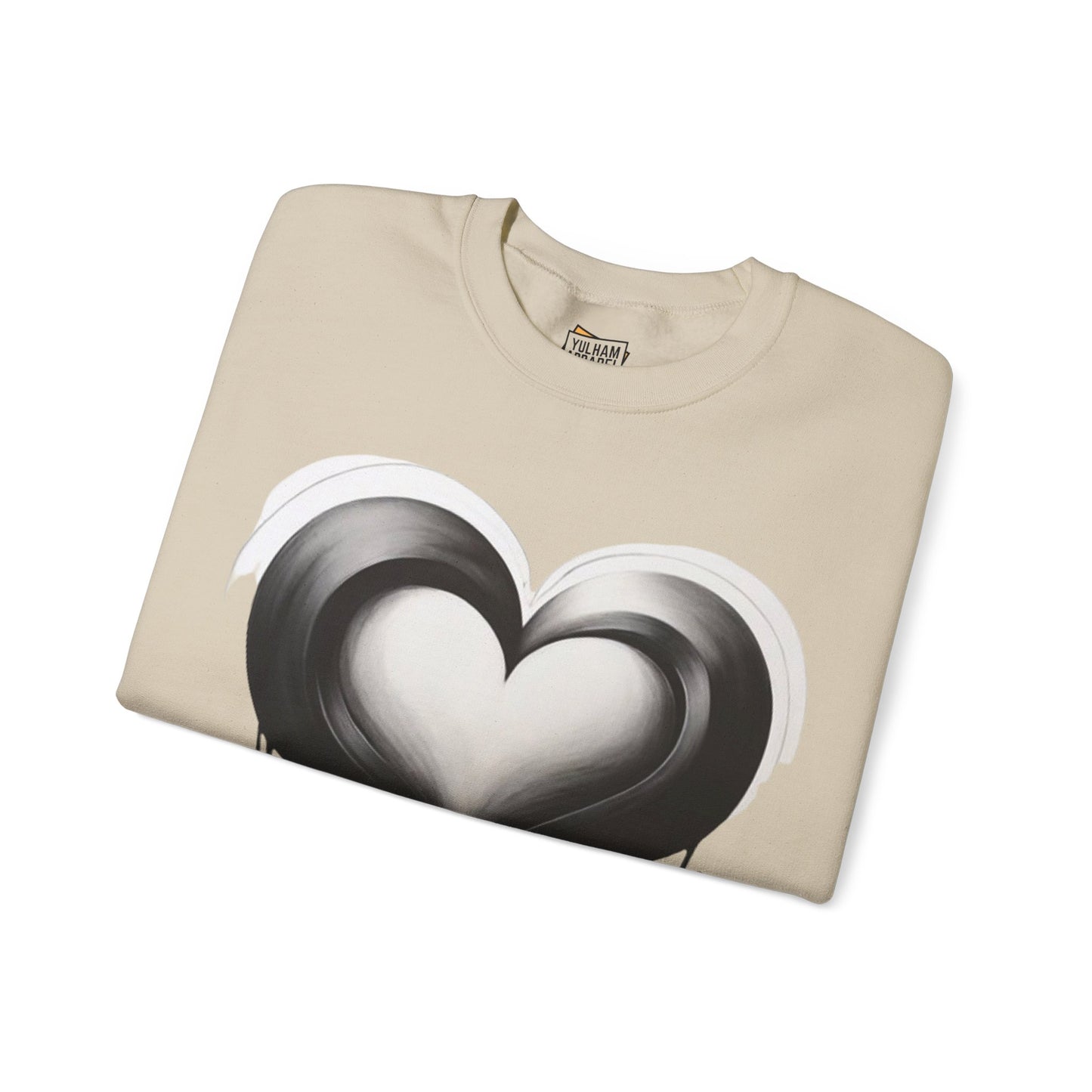 Black and White Love Heart - Unisex Crewneck Sweatshirt