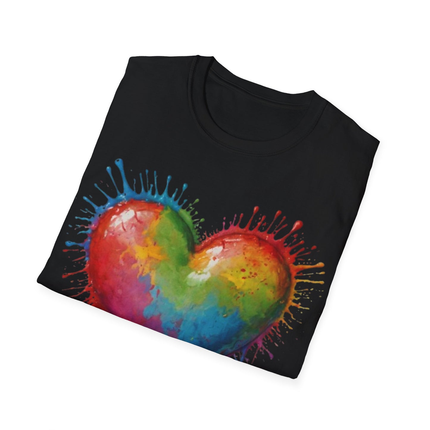 Colourful Messy Dripping Heart - Unisex T-Shirt