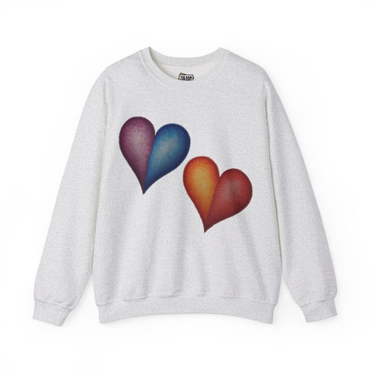 Dual Colour Twin Love Hearts - Unisex Crewneck Sweatshirt