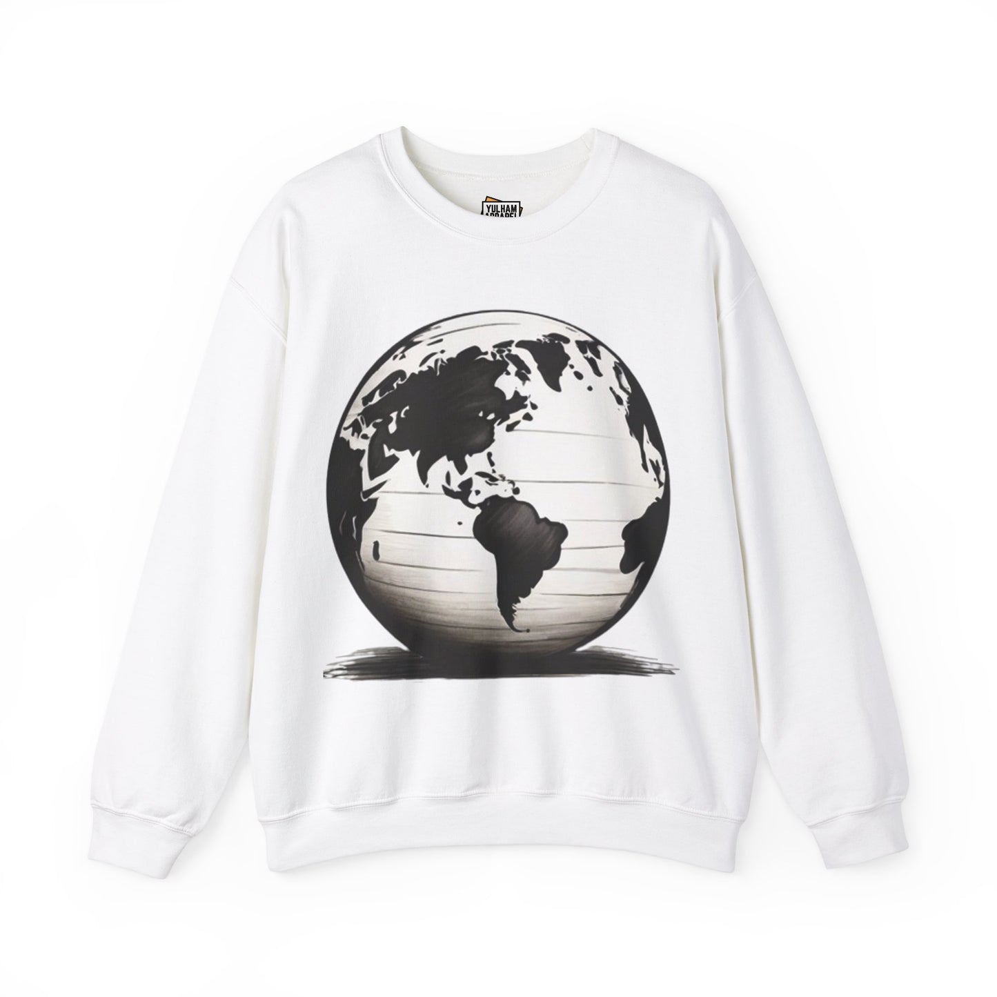 Black and White Earth Sphere - Unisex Crewneck Sweatshirt