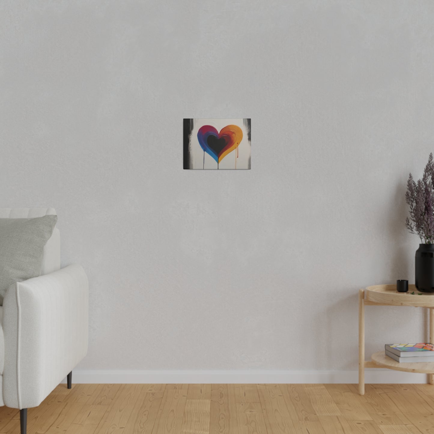 Dripping Black Colourful Love Heart - Matte Canvas, Stretched, 0.75"