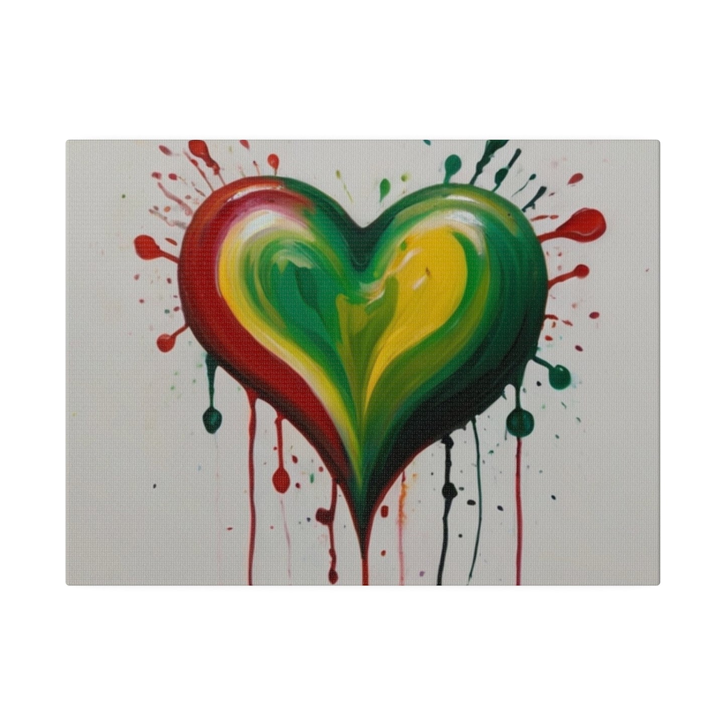 Dripping Green Love Heart - Matte Canvas, Stretched, 0.75"