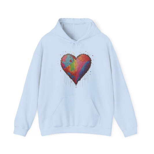 Pixelated Love Heart - Unisex Hooded Sweatshirt