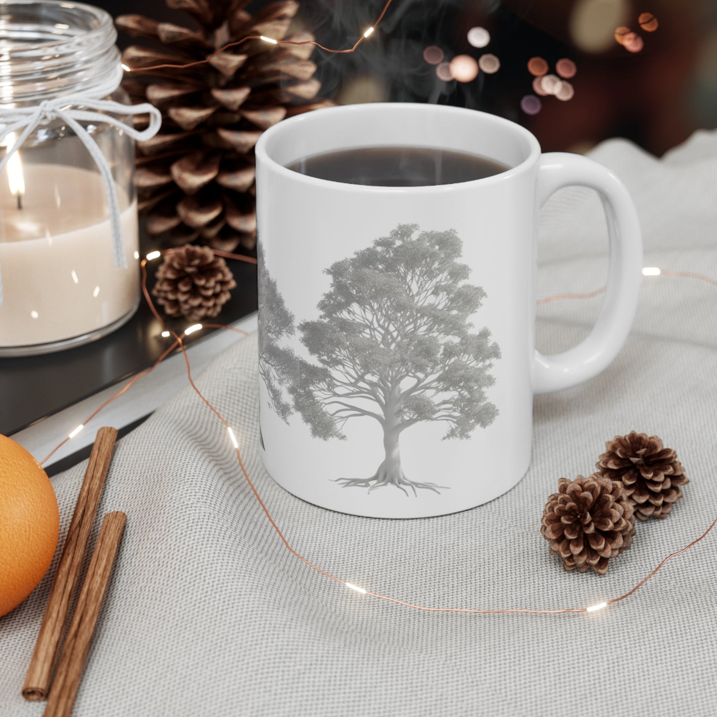 Silver Trees Mug - Ceramic Coffee Mug 11oz