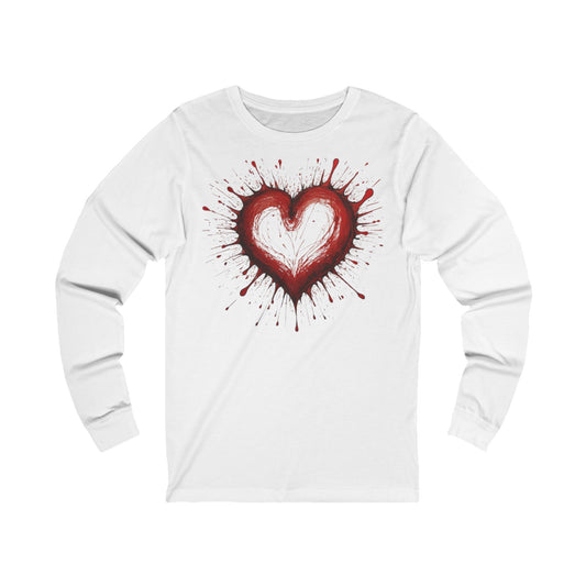 Messy Red Love Heart - Unisex Long Sleeve T-Shirt