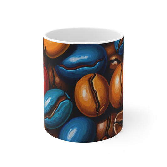 Colourful Coffee Beans - Ceramic Coffee Mug 11oz