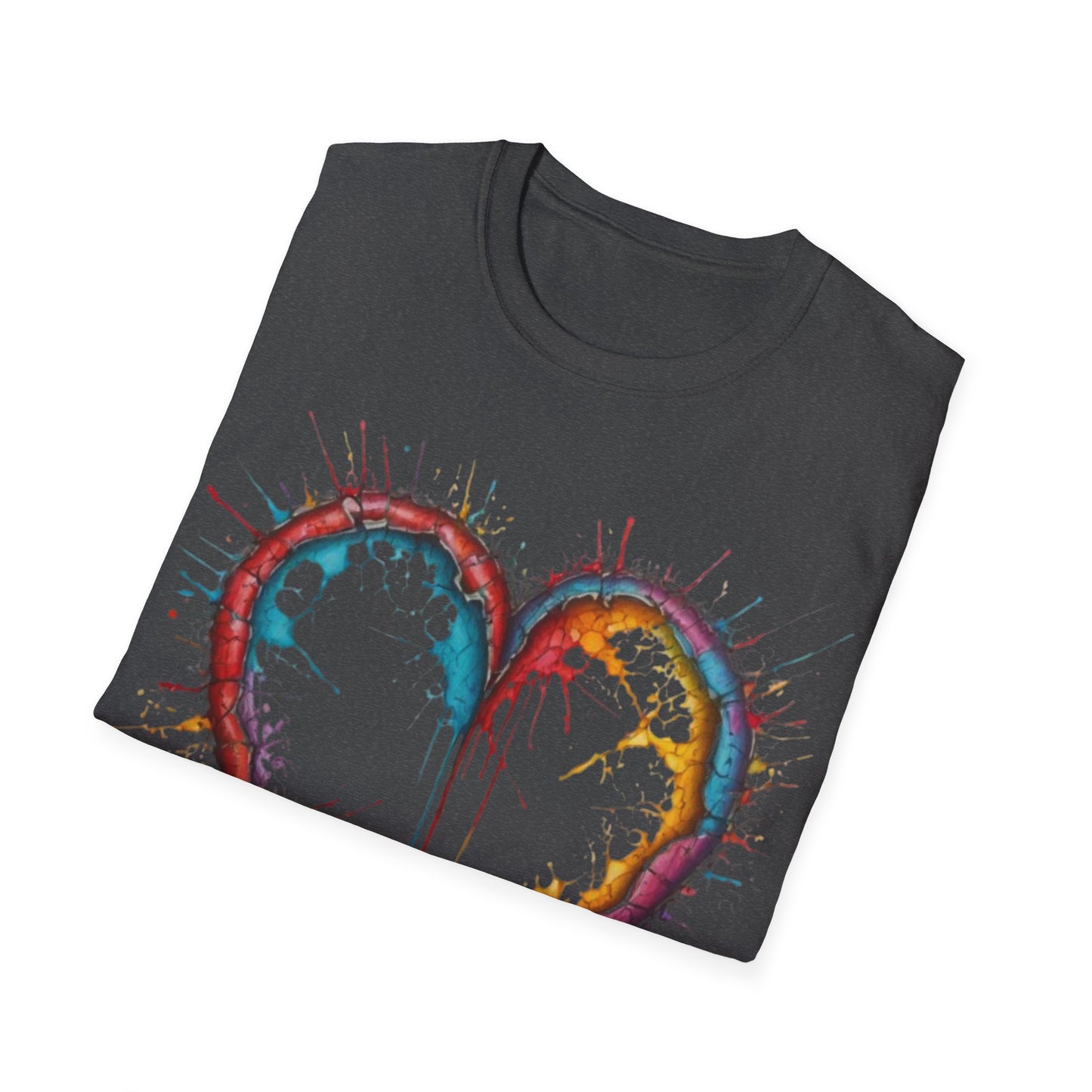 Hollow Colourful Messy Love Heart - Unisex T-Shirt