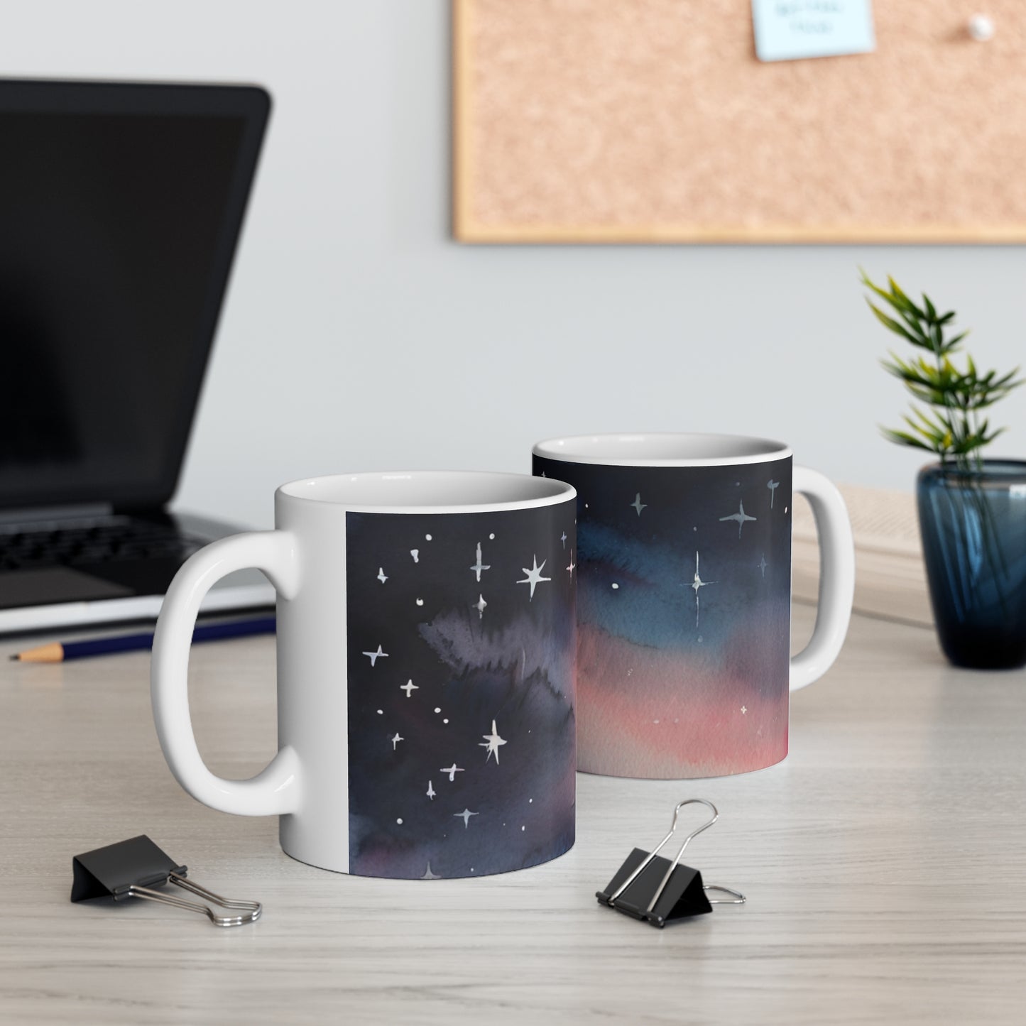 Watercolour Stars Mug - Ceramic Coffee Mug 11oz