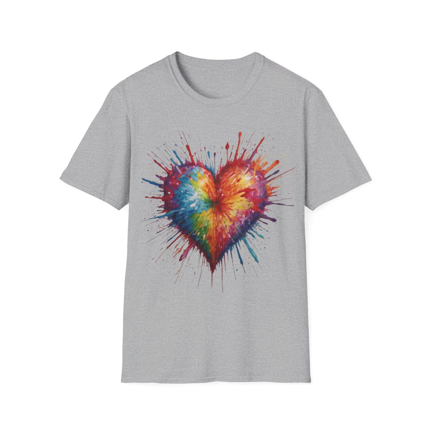 Colourful Messy Exploding Love Heart - Unisex T-Shirt