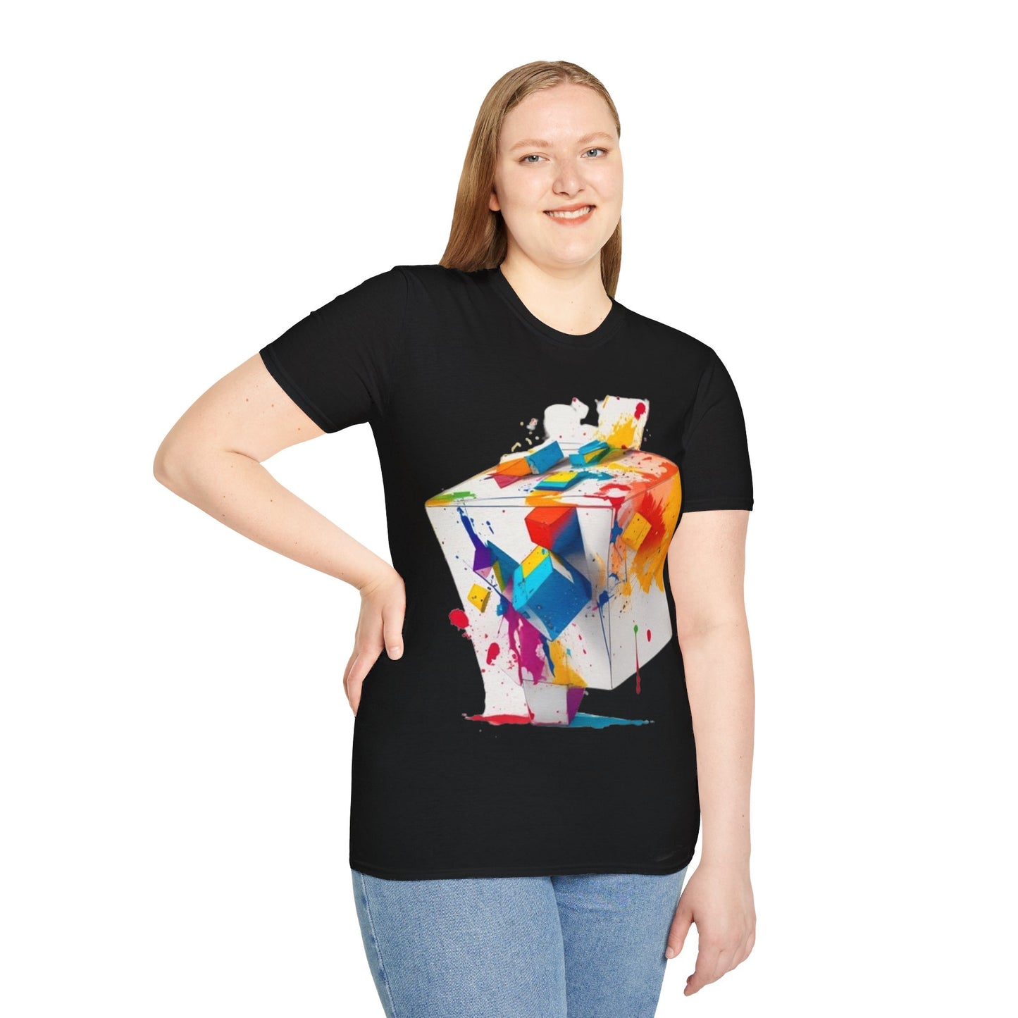 Messy Colourful 3D Cube - Unisex T-Shirt