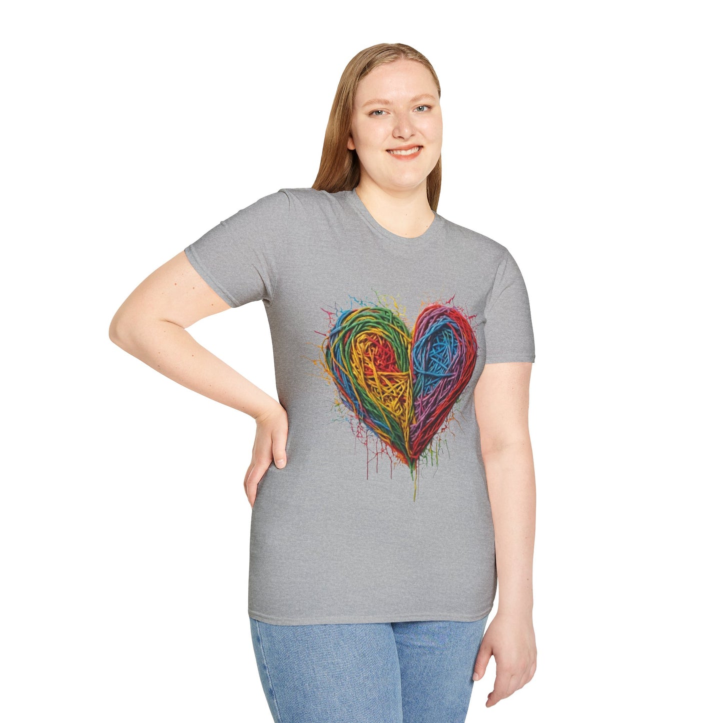 Multicoloured Scoubidou Heart - Unisex T-Shirt