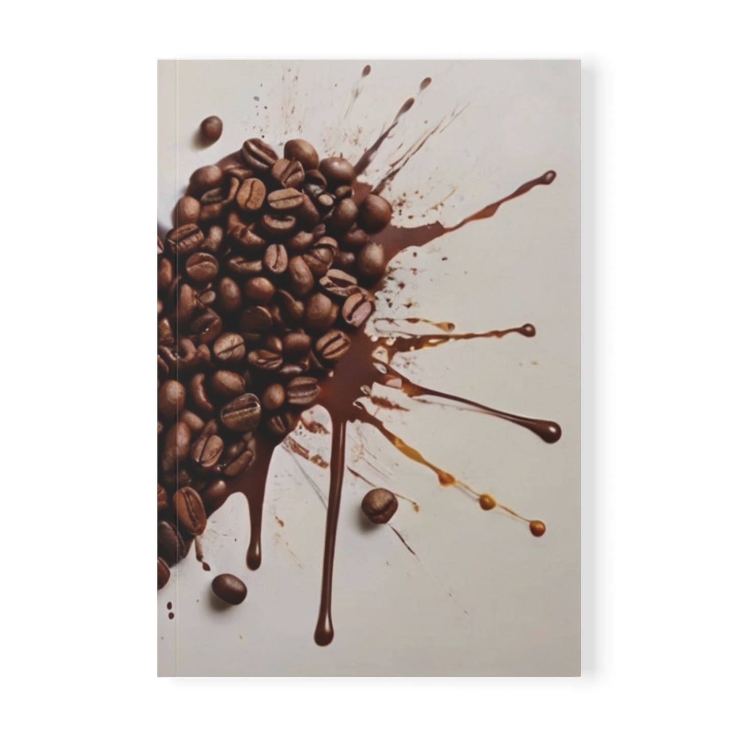 Coffee Beans Love Heart Splatter - Softcover Notebook, A5