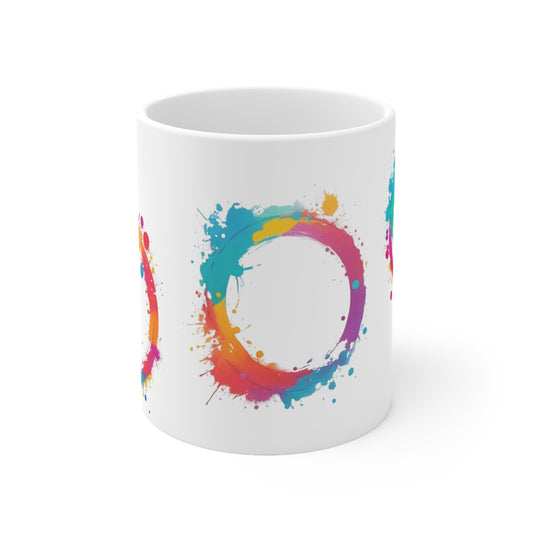 Messy Paint Circle Artwork Mug - Ceramic Coffee Mug 11oz